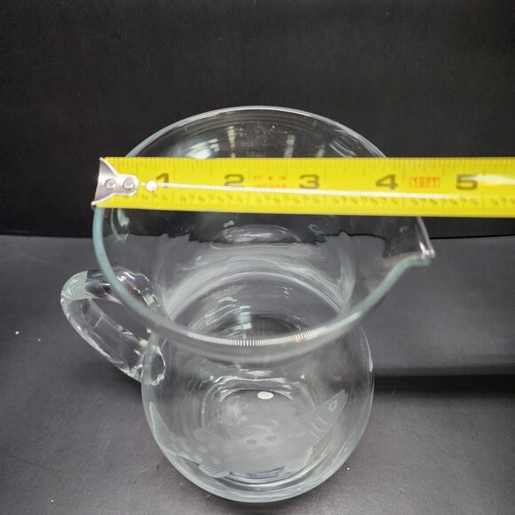 Vintage Clear Glass Serving Pitcher Etched Fish Design 8.25'' Tall - Picture 6 of 6